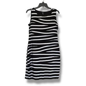 Alfani Sleeveless Knit Dress Plus Size S Black White Layered Bandage Stretch